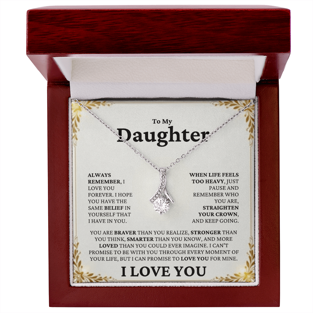 ShineOn Fulfillment Jewelry 14k White Gold Finish / Luxury Box Straighten Your Crown Necklace | For Daughter