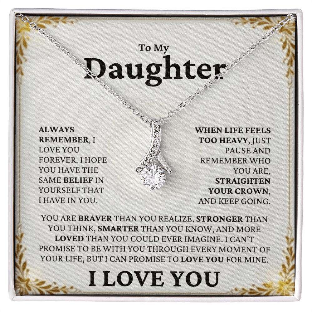 ShineOn Fulfillment Jewelry 14k White Gold Finish / Standard Box Straighten Your Crown Necklace | For Daughter