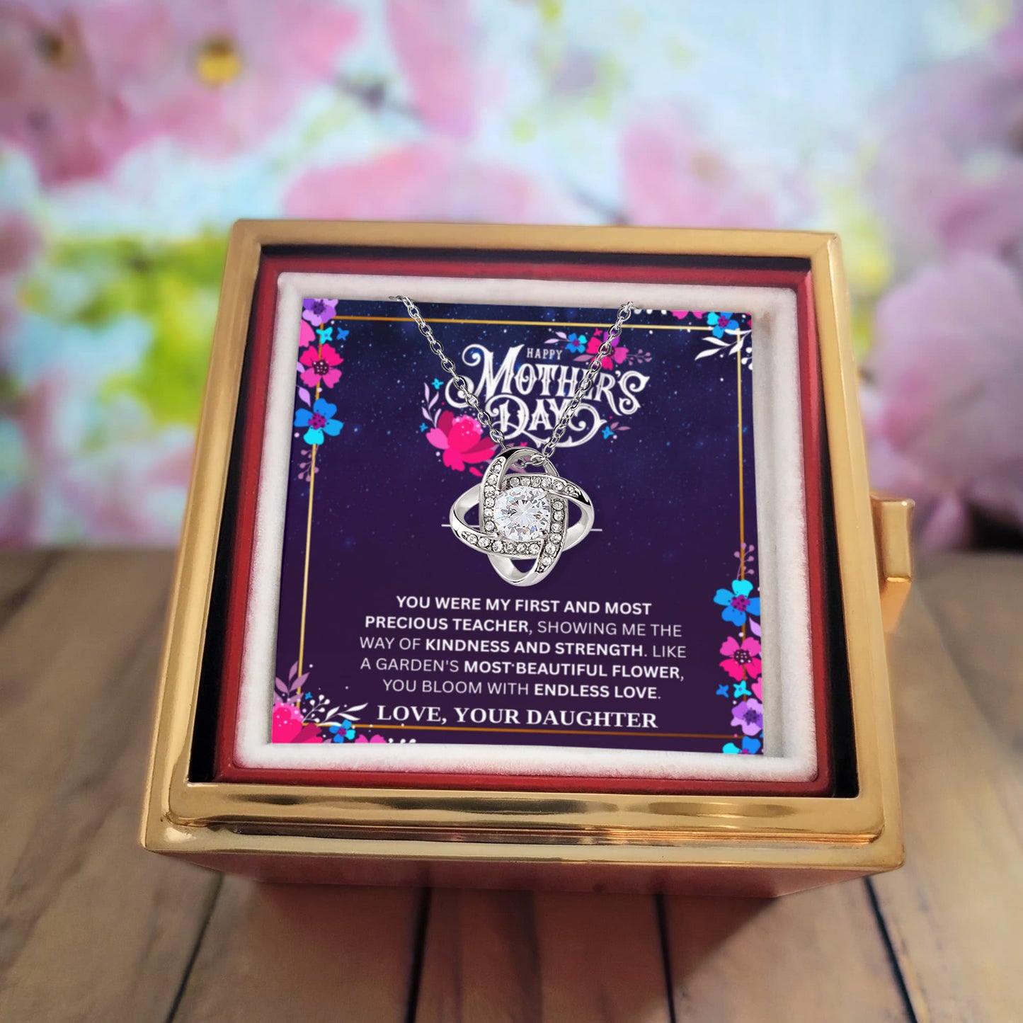Love Knot Necklace & Everlasting Rose Box - Emotional Mother's Gift from Daughter - Adore Allure 