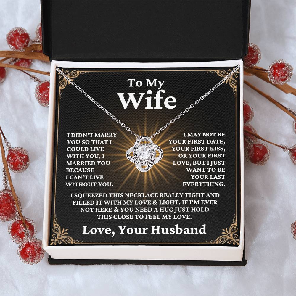 ShineOn Fulfillment Jewelry 14K White Gold Finish / Standard Box I May Not Be Your First Love Knot Necklace | For Wife