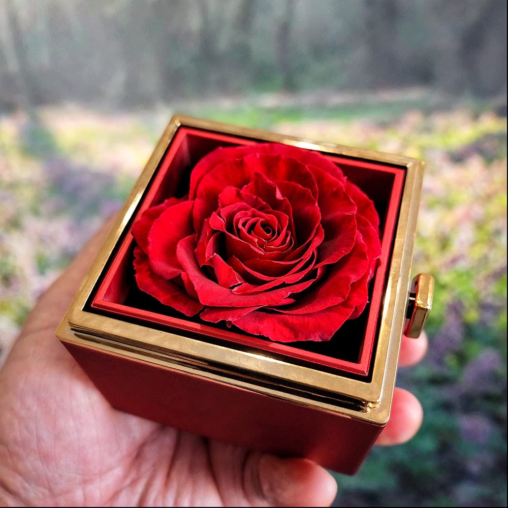 ShineOn Fulfillment Jewelry White Gold Finish / Standard Box Love Knot Necklace & Everlasting Rose Box - Emotional Mother's Gift from Daughter